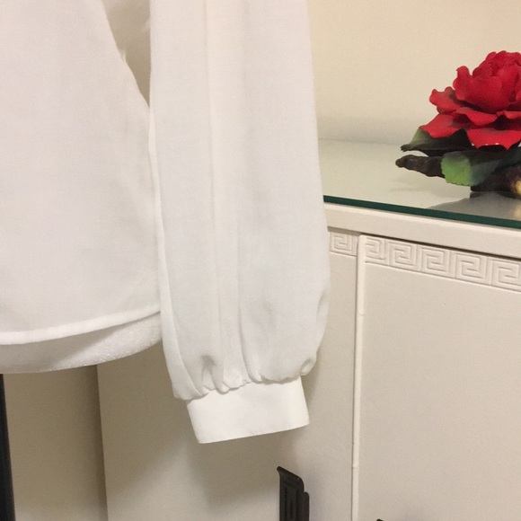 #002 Sheer White Double Breasted Blouse Size 12 Made in UK One Only Ignore Other - Picture 4 of 10